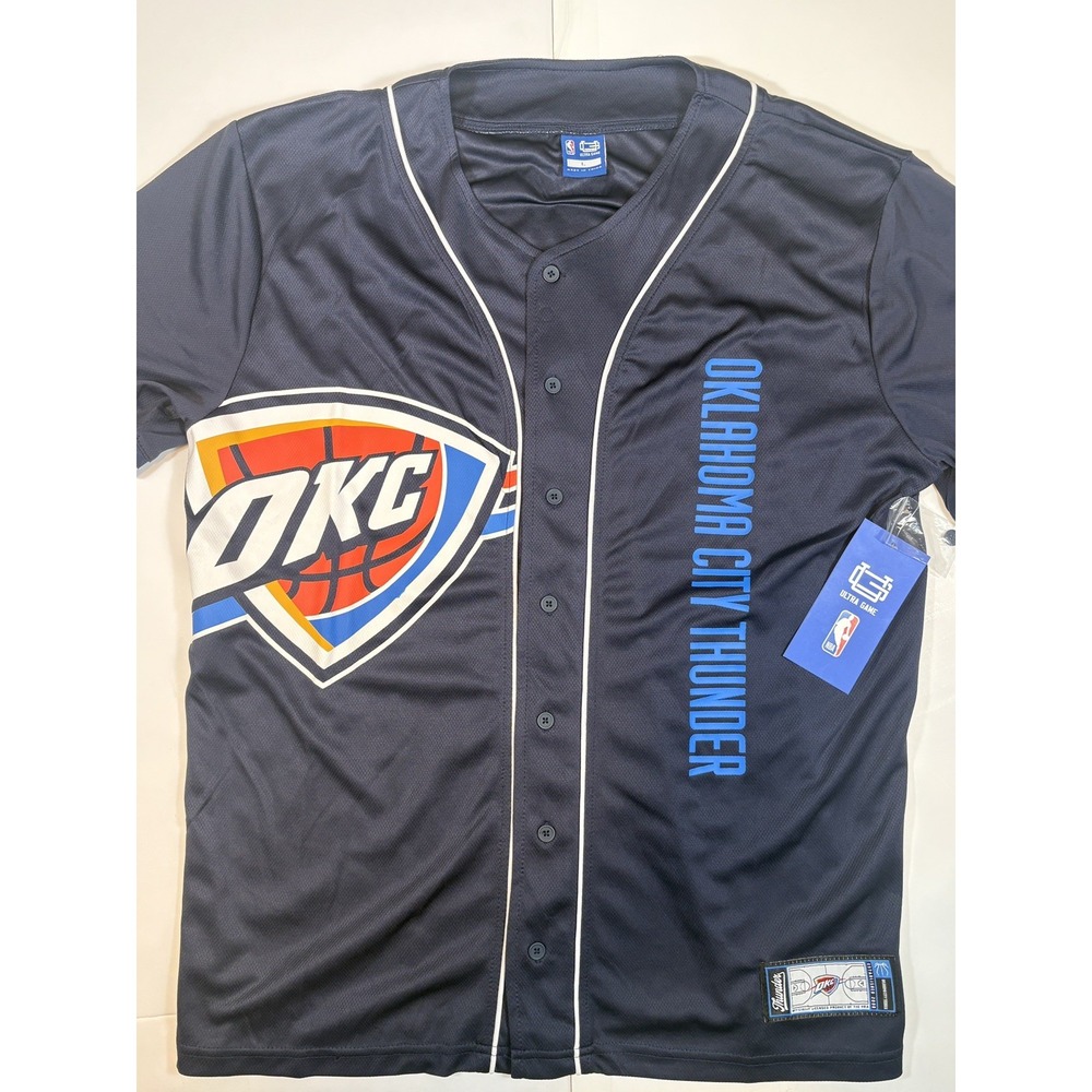 NBA OKC Thunder Button Front Jersey Shirt - Men's Large - New with Tags - BLUE
